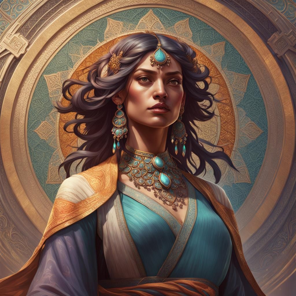 Flying Carpet Portrait in Hyperdetailed Style