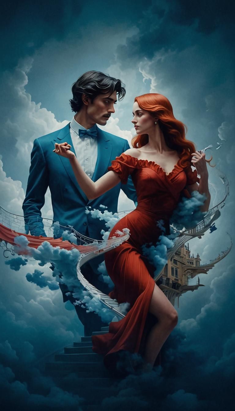 Surreal Staircase to Heaven in Escher Style