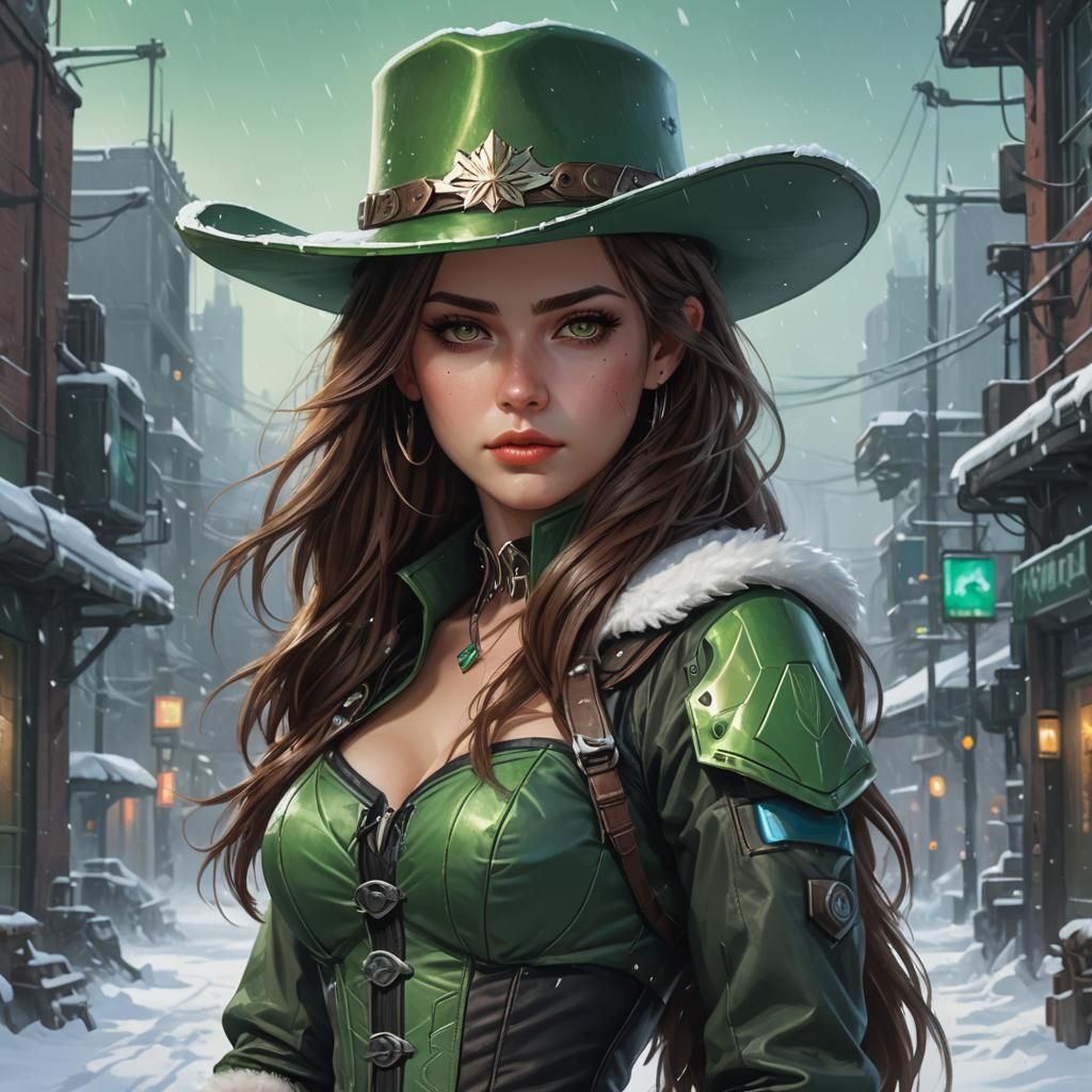 Cyberpunk Cowgirl Portrait in 8K Resolution