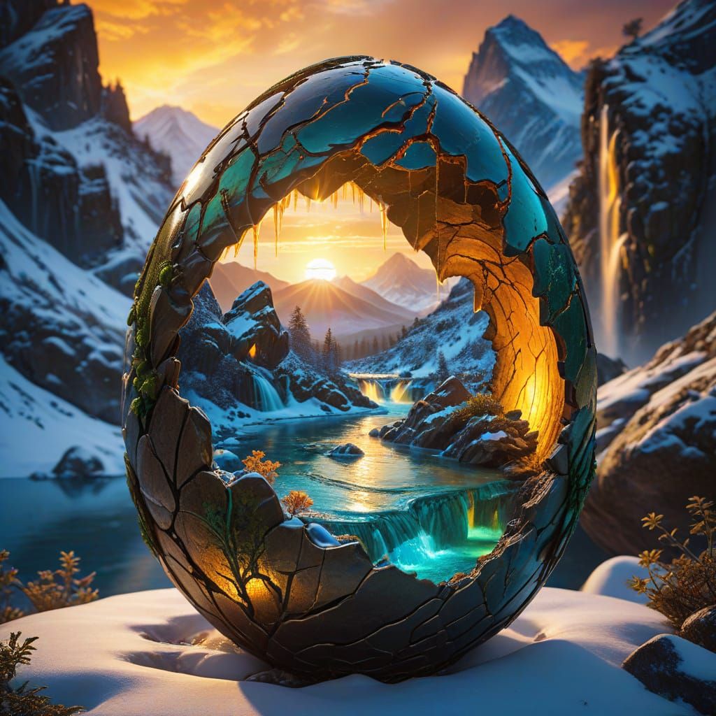 Waterfall Ecosystem Inside Dragon Egg