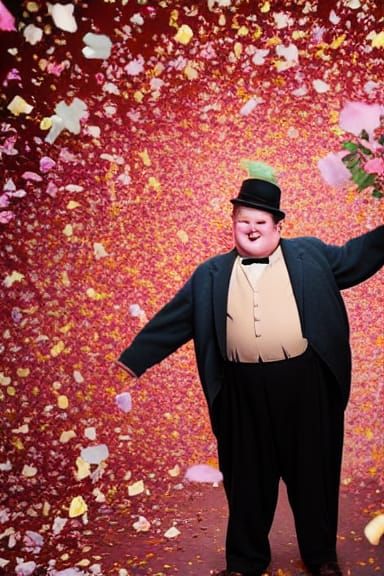 Laurel and Hardy in a Shower of Flower Petals