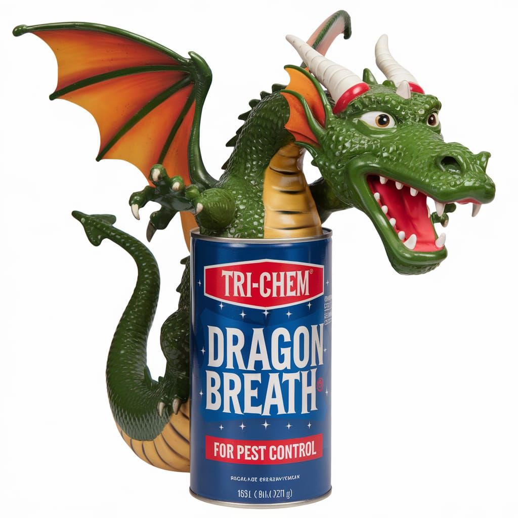 Dragon-Shaped Pest Control Spray Can in Vibrant Colors