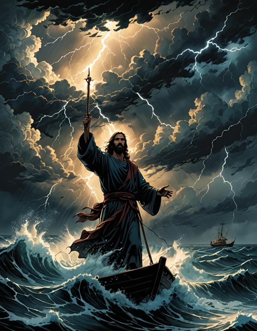 Jesus Calms the Storm: A Comic Book Silhouette