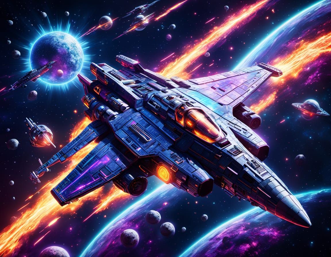 Galactic Odyssey in Vibrant Holographic Cosmic Style