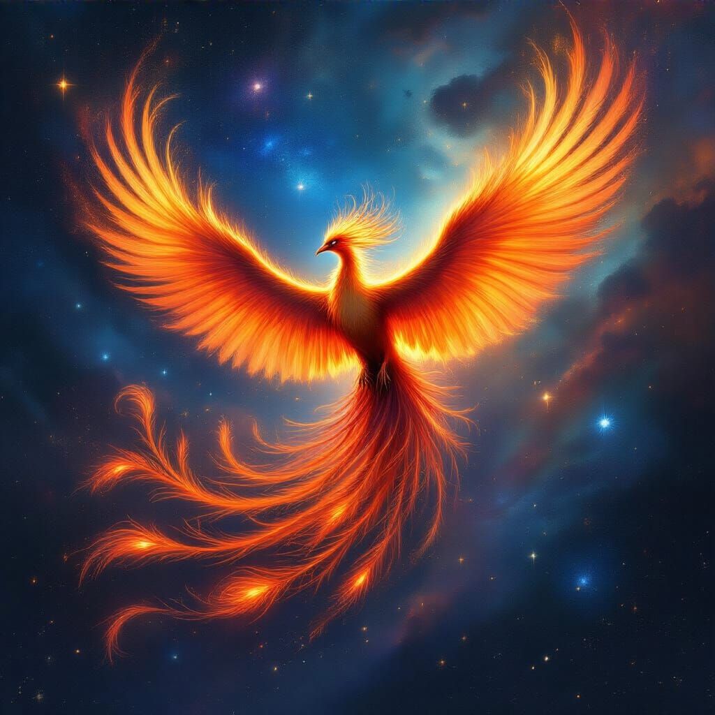 Majestic Phoenix Soars Through Cosmic Nebula