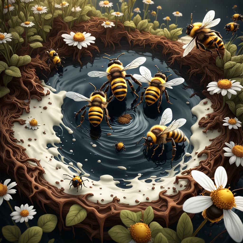 Mutated Milk Bees: Fantasy Concept Art in 8K