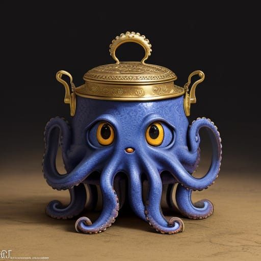Fantastical Octopus Cookie Jar in Vibrant Colorful Detail
