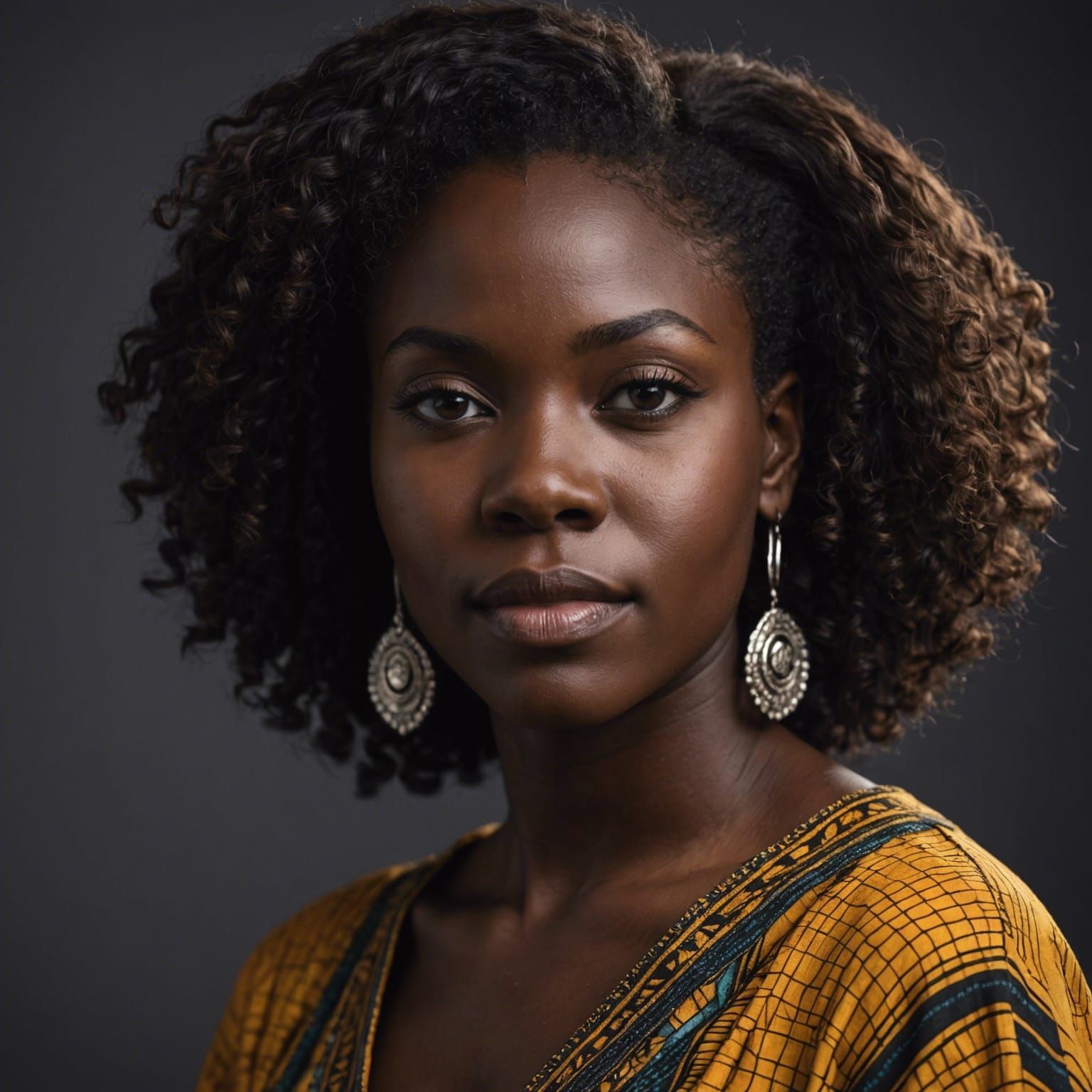 Portrait of a Dark Skinned Woman