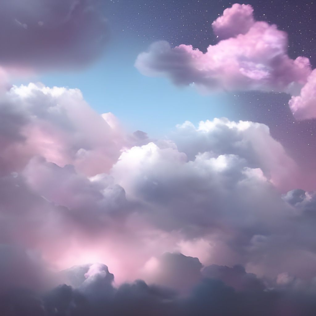 Pink Clouds and Stars in Digital Painting Style