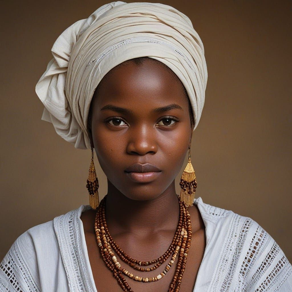 Mozambican Makhuwa Woman Portrait in Raphael Oil Style