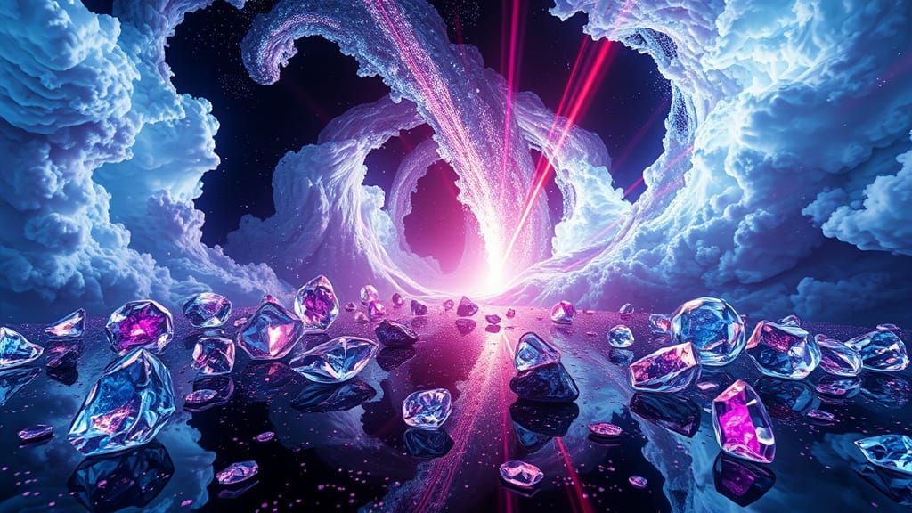 Crystalline Gemstones Illuminated by Cosmic Tornadoes