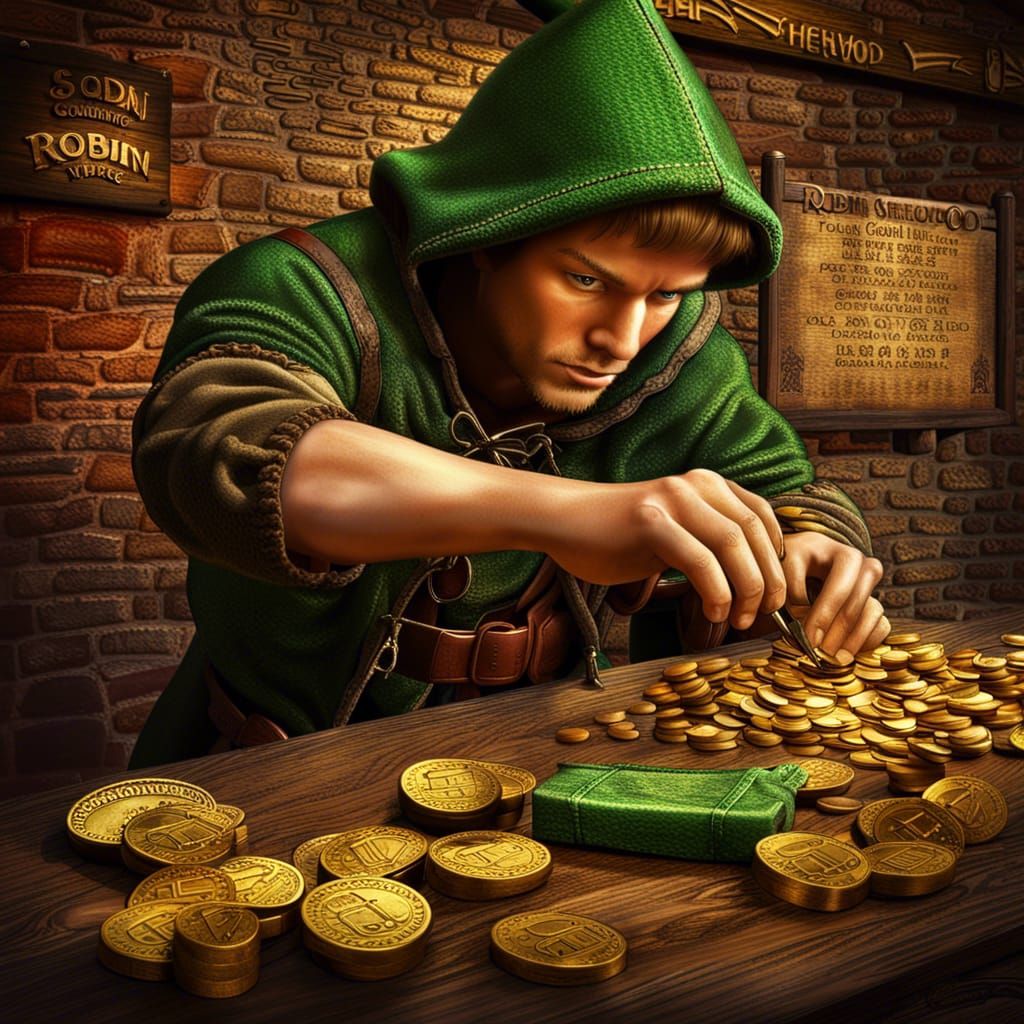 Robin Hood counting the reap