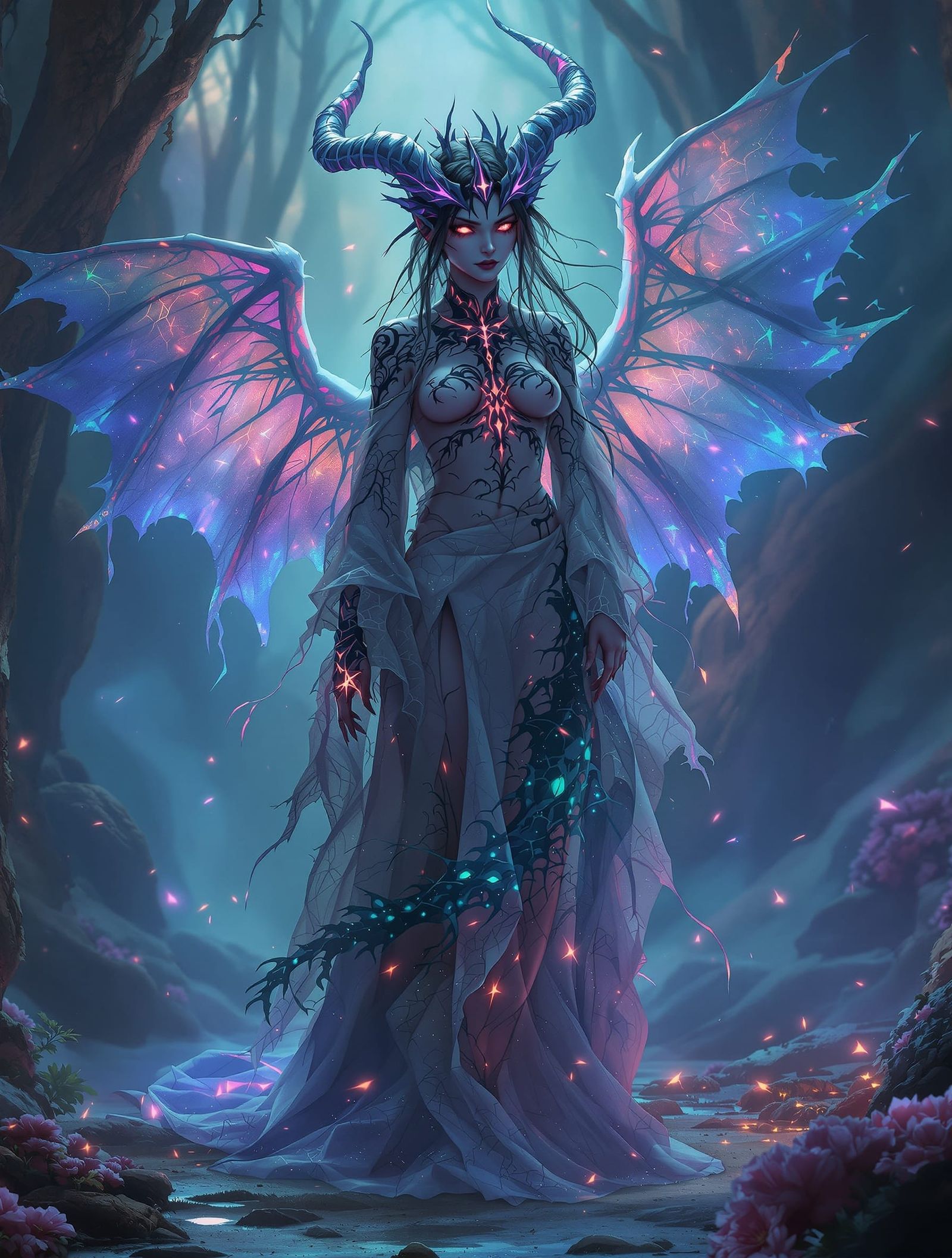 Fallen Dragon Angel Amidst Dreamlike Atmosphere