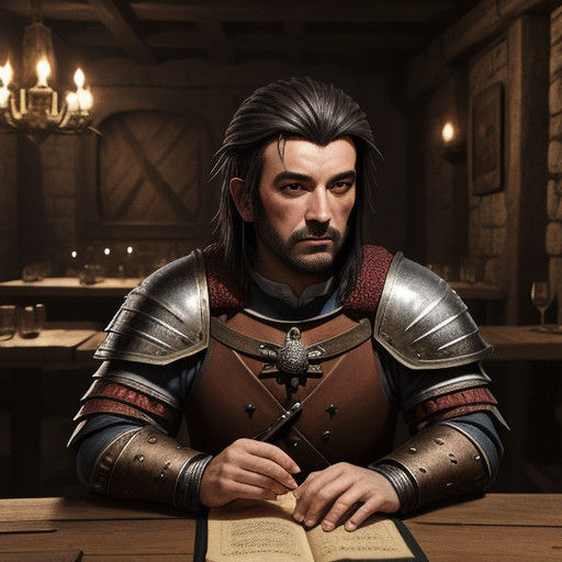 Medieval Portrait of a Mystical Bard in a Fantasy Tavern