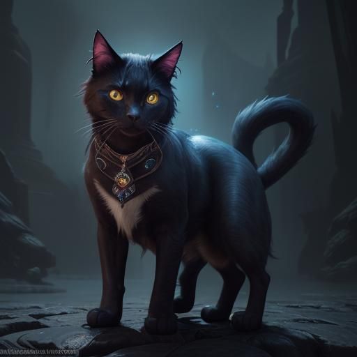 Fantastical Phantom Cat in Detailed Matte Painting