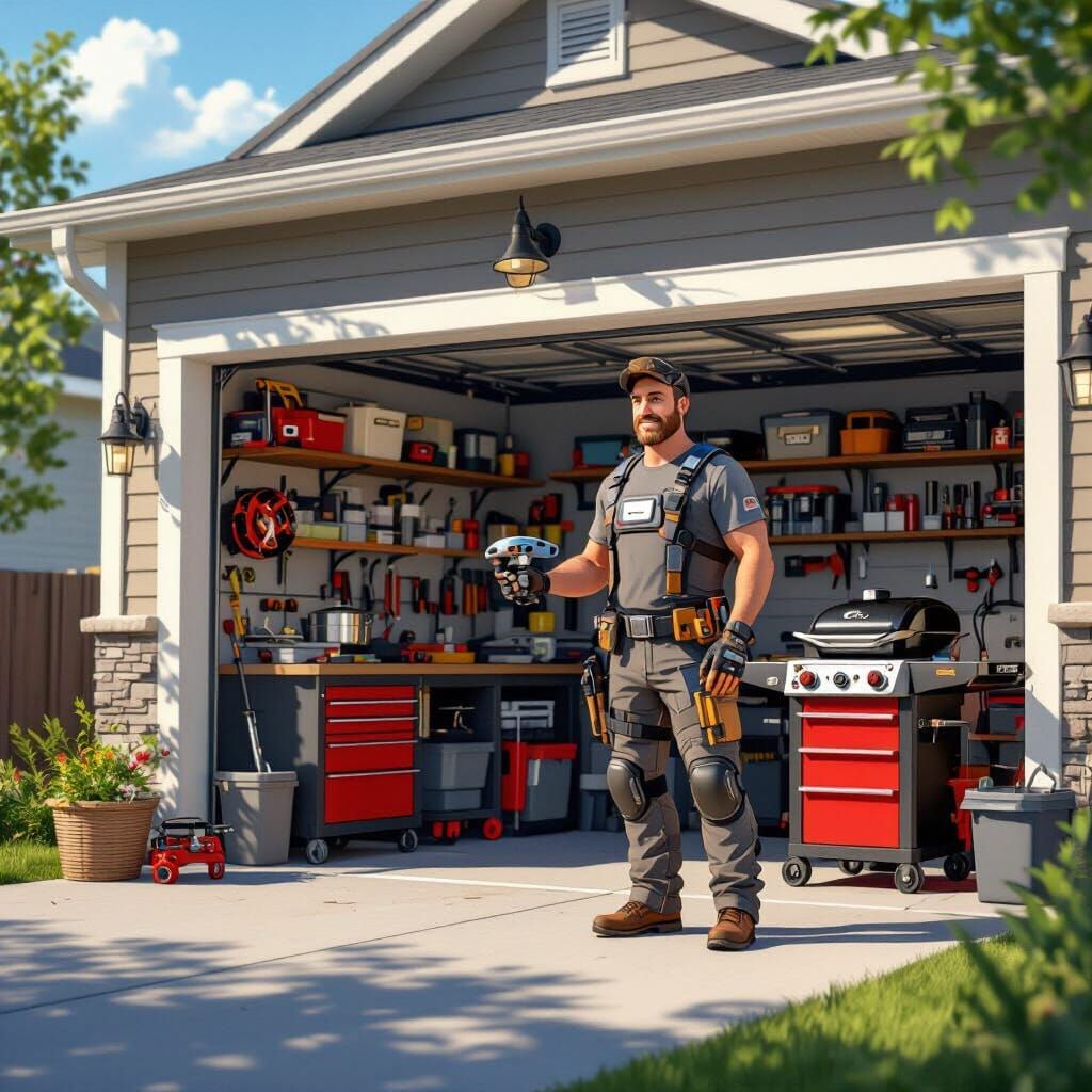 Dad in Cyber-Toolbelt Ready for Anything, Digital Matte Pain...