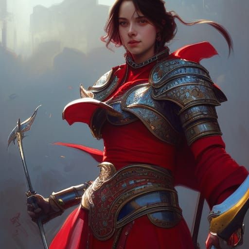 Red Armored Female Knight Concept Art