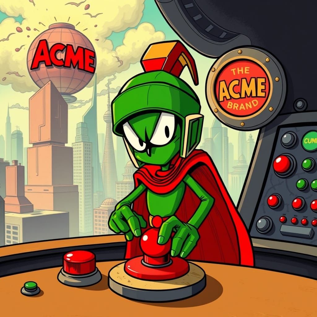 Classic Cartoon Martian Prepares for Chaos