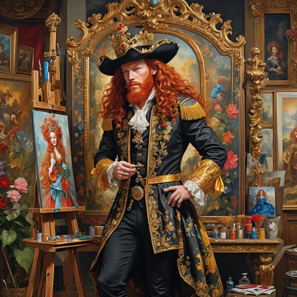 Prince Paints Princess Portrait in Baroque Style