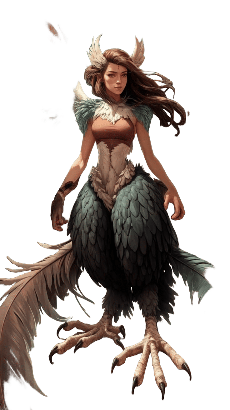 Harpy Girl Bird Hybrid on Rocky Terrain