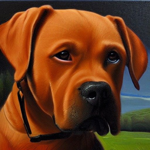 Labrador Staffy Dog in Oil Painting Style