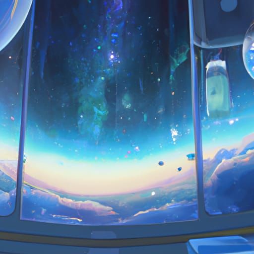 Anime Space Scene by Makoto Shinkai Style