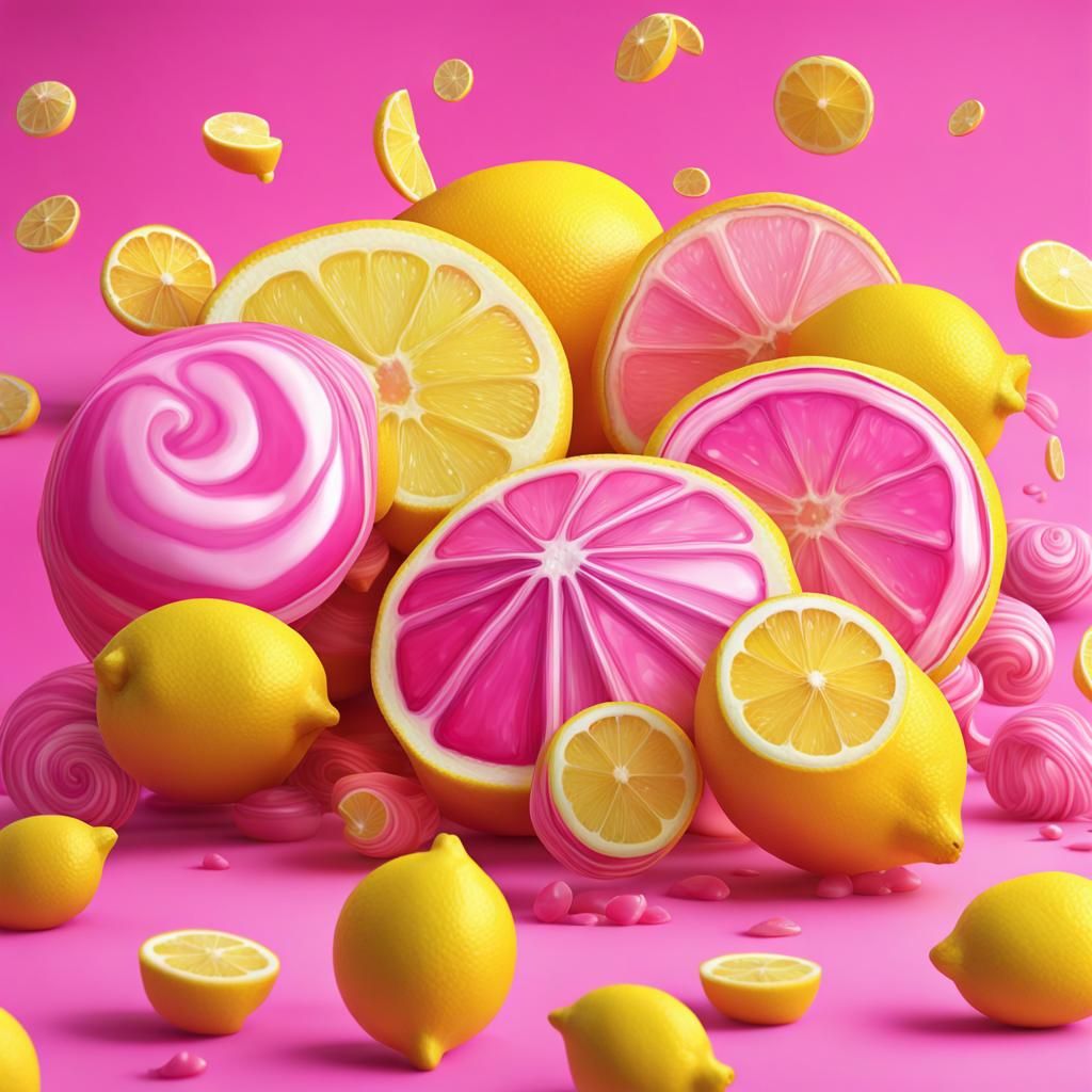Hyperrealistic Pink Lemon in Candy Art Style