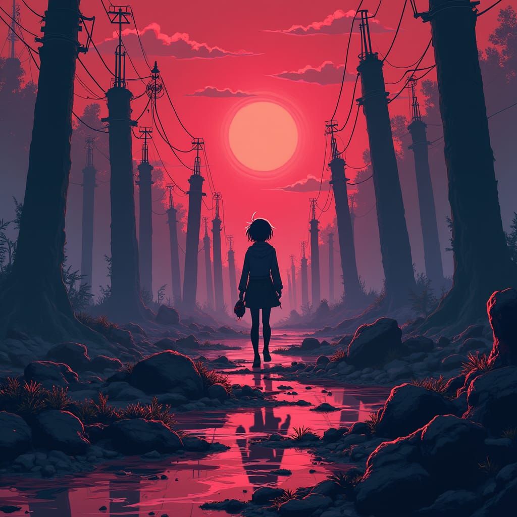 Desolate Plague Scene in Studio Trigger Anime Style