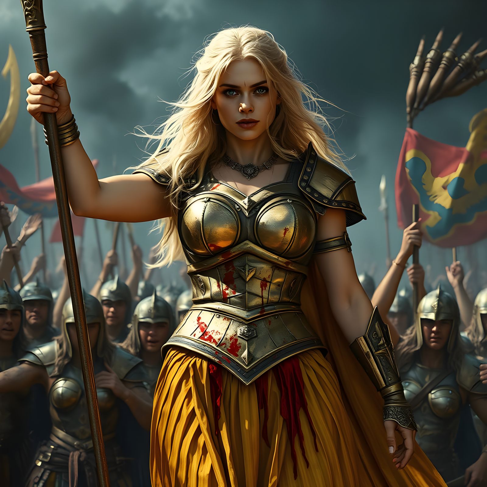 Victorious Armored Queen Hailed by Army