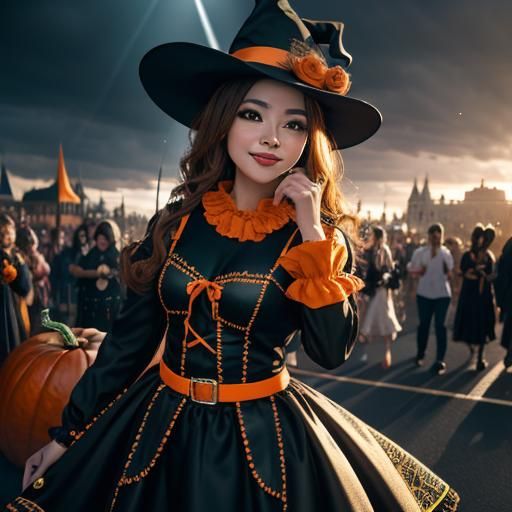 Joyous Toddler Dancing in Halloween Costume Parade