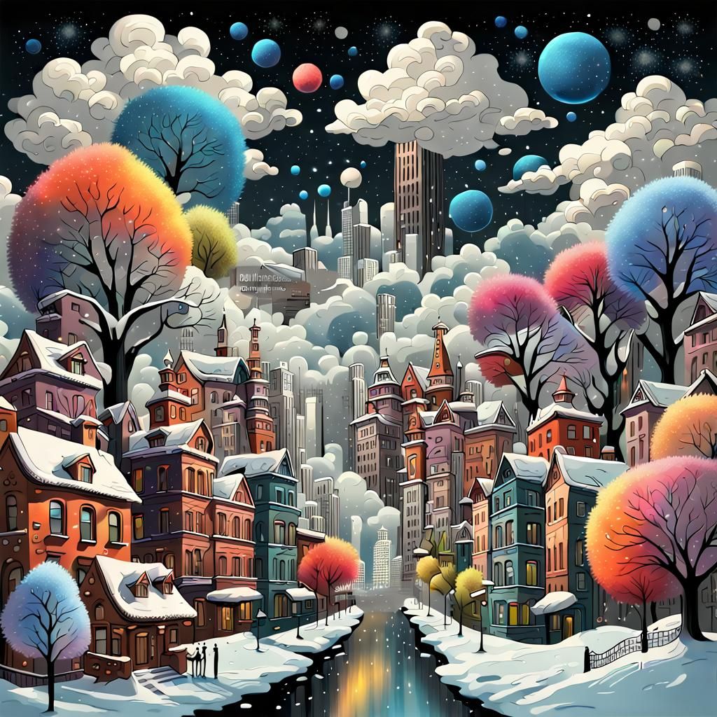 City in the Sky with Falling Envelopes