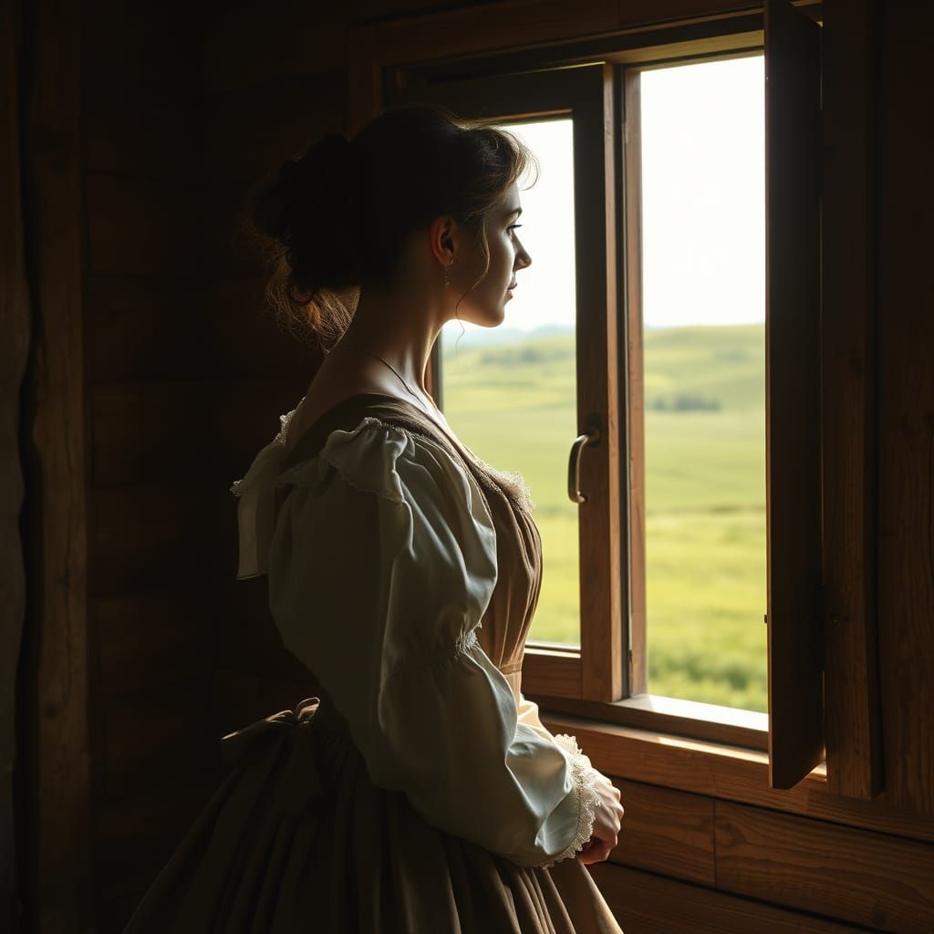 Prairie View: 18th-Century Woman in Rembrandt Style