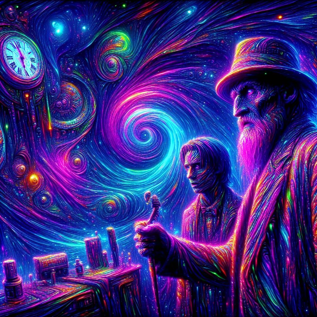 Psychedelic Sci-Fi Villain in Cosmic Landscape