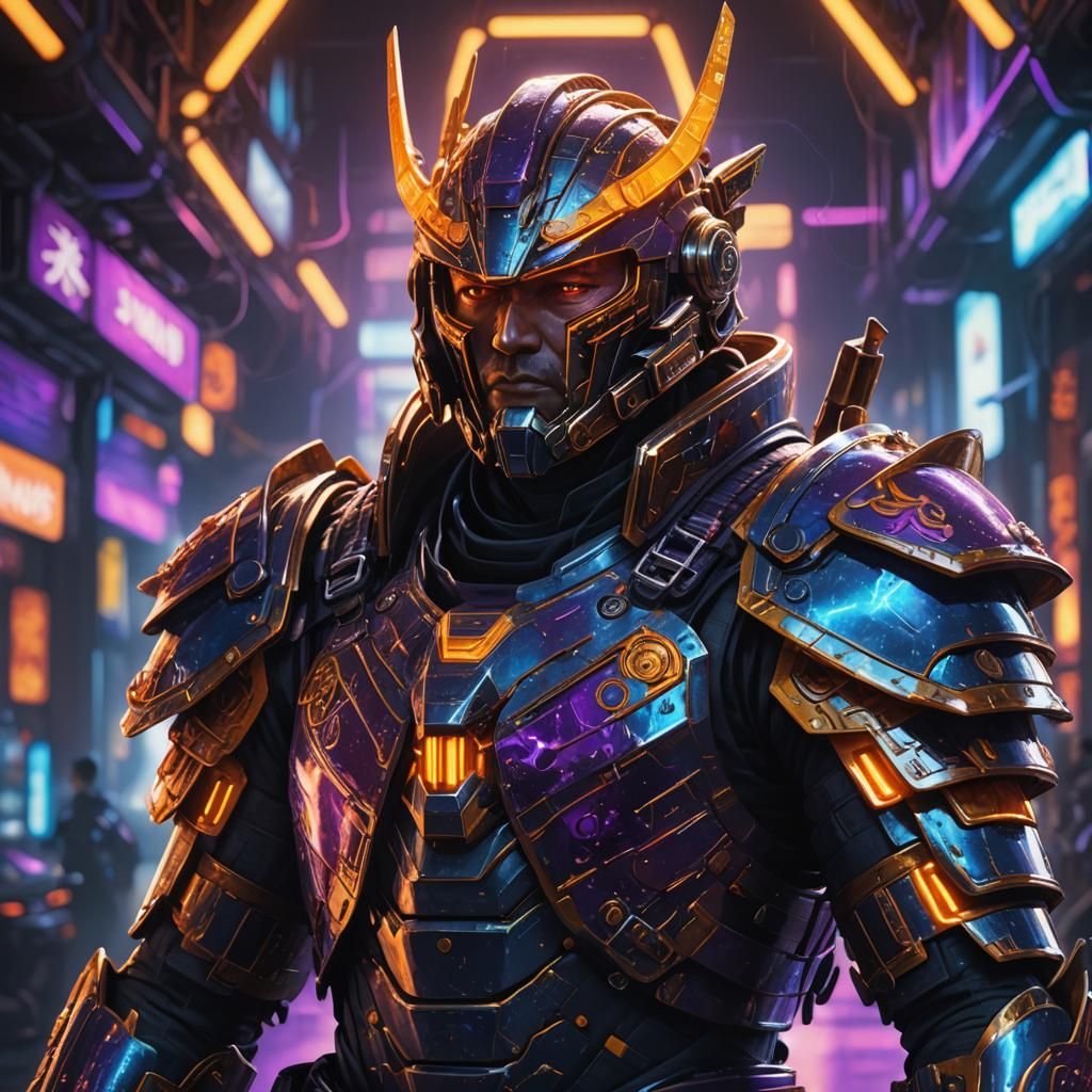 Neon Space Samurai Concept Art