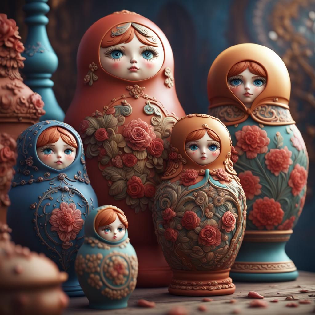 Hyper-Realistic Clay Russian Doll Sculptures