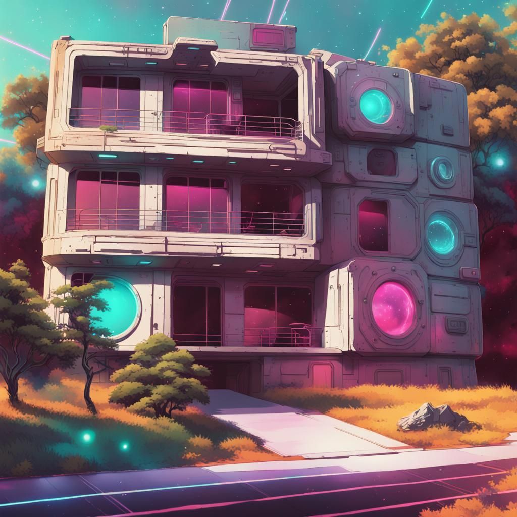 Futuristic Building on Asteroid Belt in Astro Art