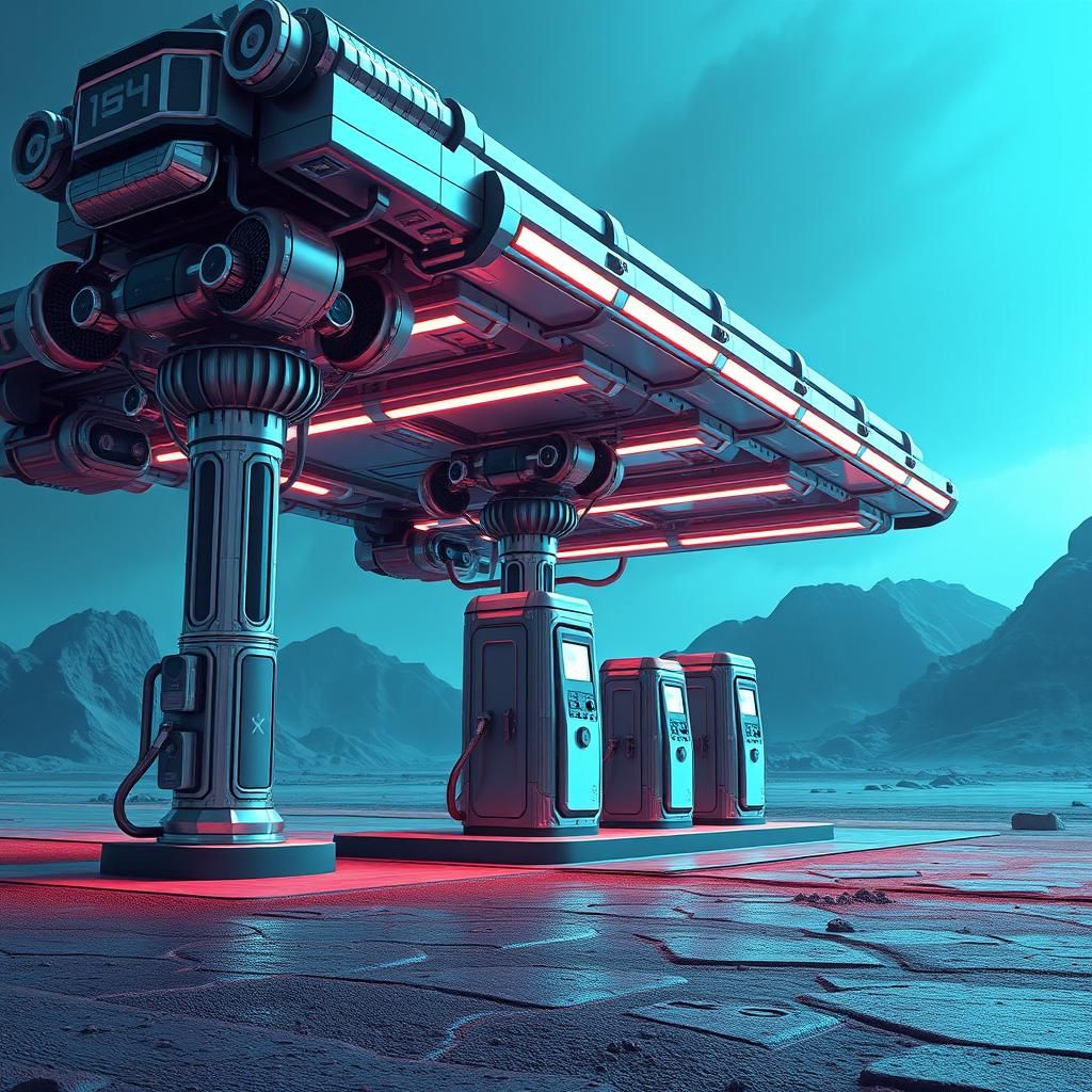 Futuristic Alien Gas Station on Alien Planet