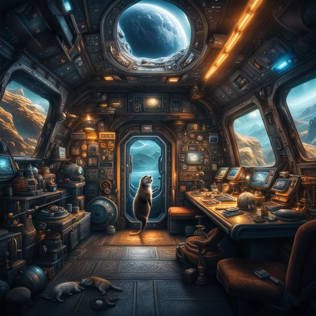 Otter in Space: Hyperrealistic Celestial Scene