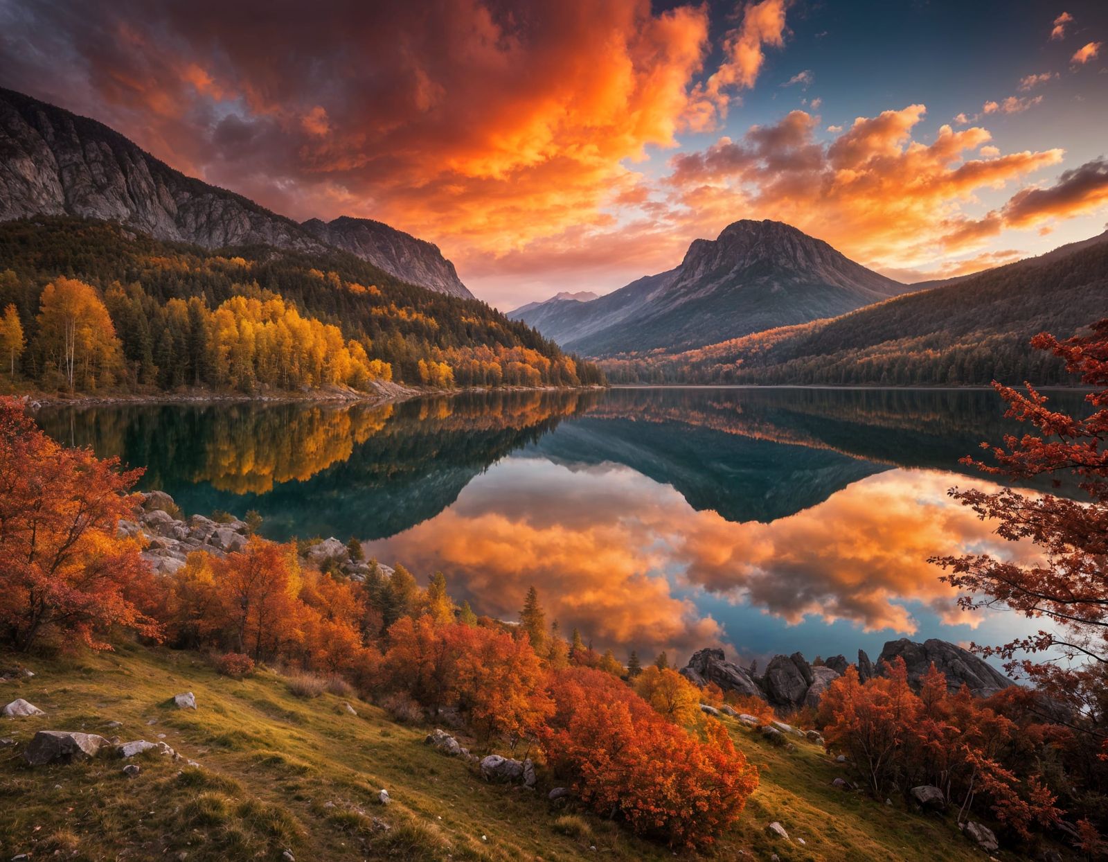 Mountain Lake Sunset Reflection: Evgeni Dinev Style Photogra...