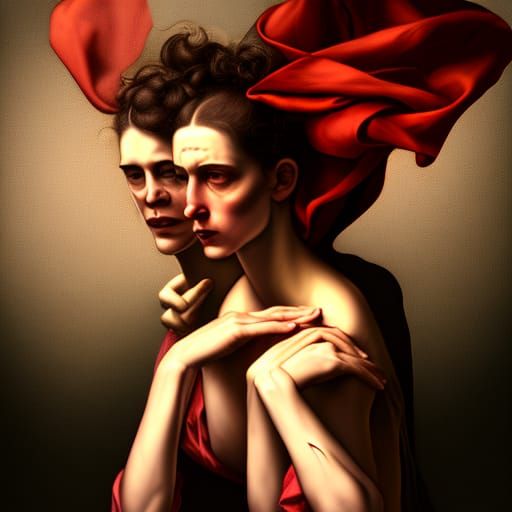 Hyperrealistic Portrait of Dancers in Dark Fantasy Art Style
