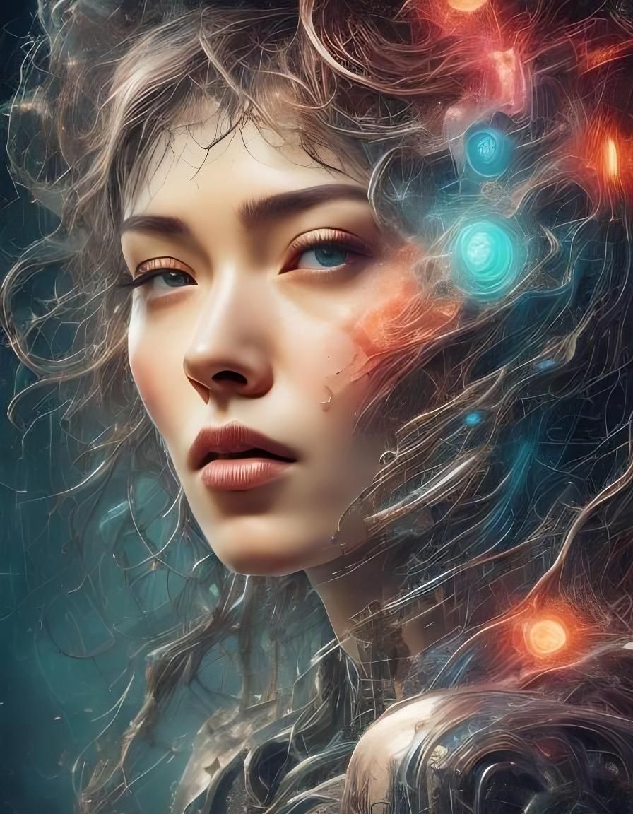 Realistic Asian Android Portrait in HDR