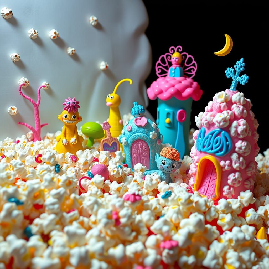 Popcorn Sculptures in Playful Pop Art Style