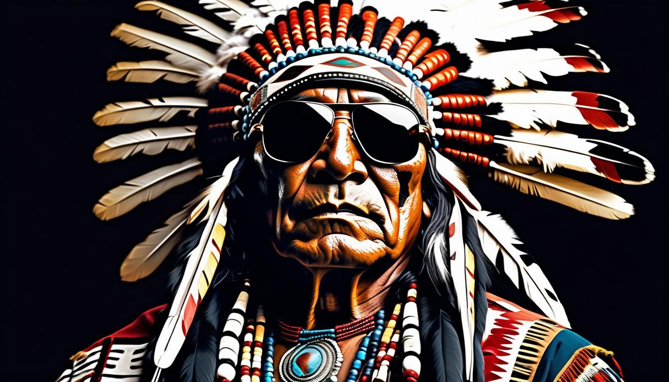 Victorian Portrait: Native American Chief with Sunglasses