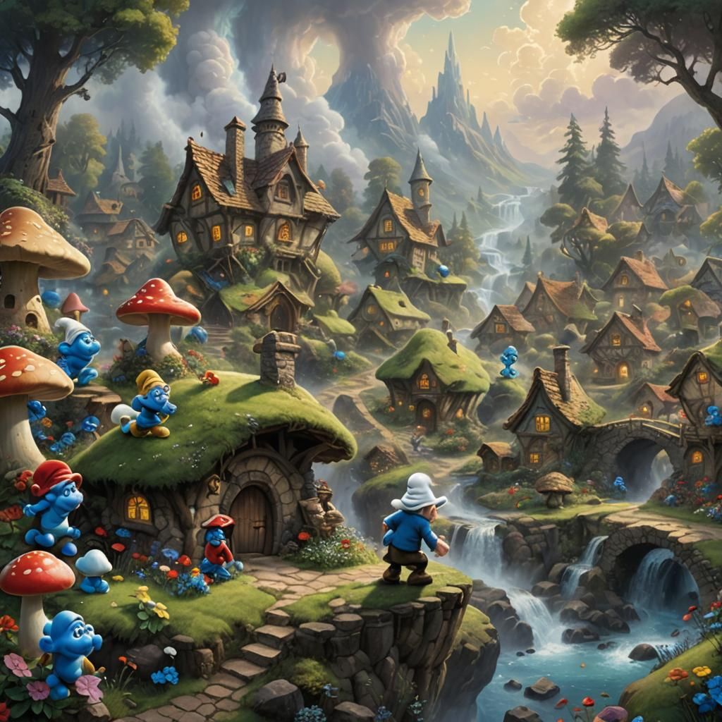 Gargamel's Havoc: Smurfs' Village Destroyed in Fantasy Lands...