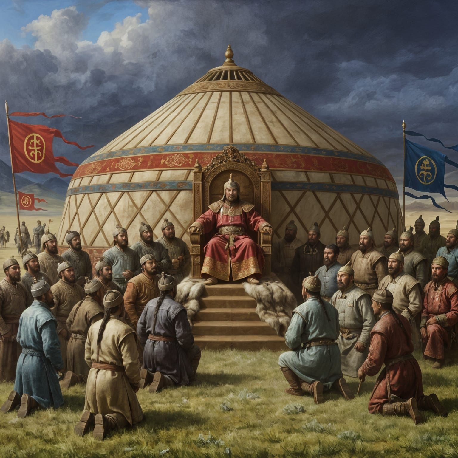 Genghis Khan Presides Over Chieftain Assembly in Historical ...