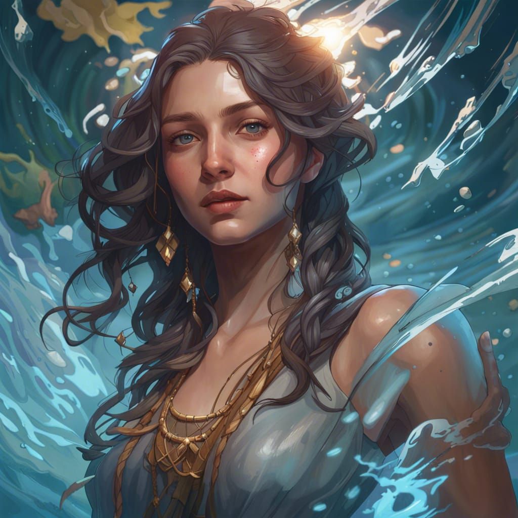 Hyperdetailed Water Girl Portrait in Dynamic Lighting