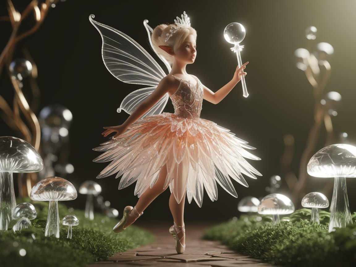 Pixie Ballet Dancer in Glowing Glass Dress