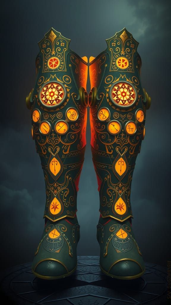 Sacred Greaves of Self-Control: Ethereal Fantasy Armor