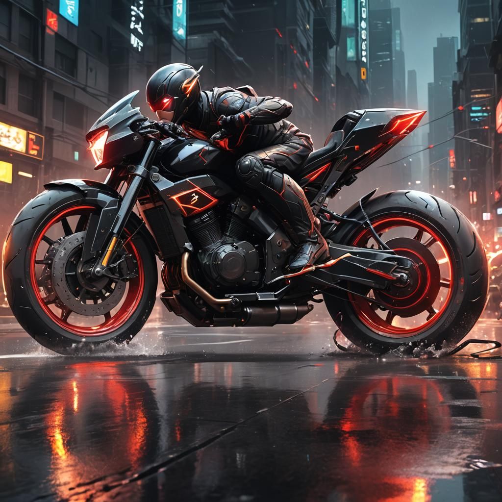 Futuristic Motorcycle Concept Illustration in Vivid Colors