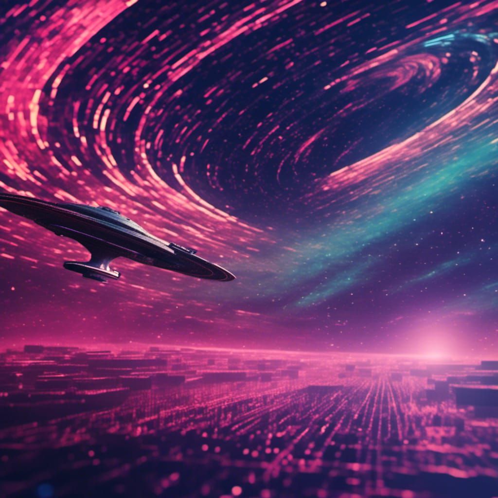 Starship Enterprise Amidst Nebula Lightshow